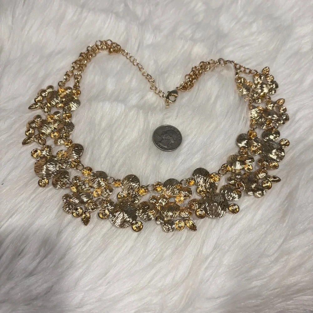 Elegant Bib Necklace Statement Purple Grey Gold Tone Cabochon Glam Evening 20587